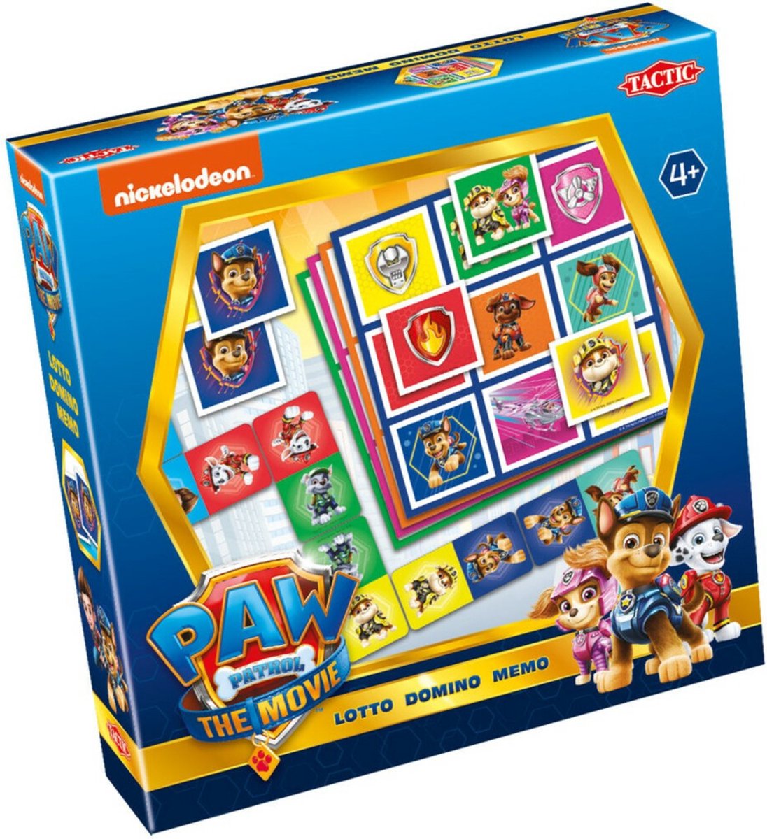 Tactic Paw Patrol: The Movie 3-in-1 Spielesammlung – Kartenspiel – Lotto – Domino – Memo – Kinderspiel ab 4 Jahren
