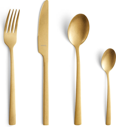 Amefa Manille Vintage – Gold – 16-teiliges Besteckset – 4 Personen – Edelstahl – spülmaschinenfest – 18 0