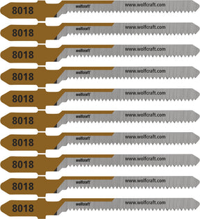 Wolfcraft – Triplex-Stichsägeblätter – 10 Stück – 20 mm – sauberer Kurvenschnitt – T-Schaft – 8018100