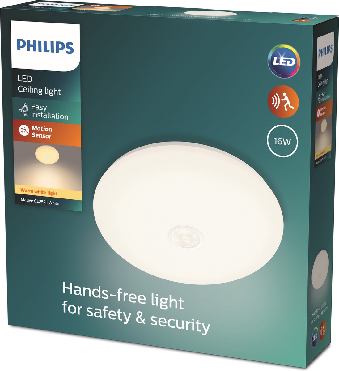 Philips led philips mauve plafondlamp - rond - klein - met sensor