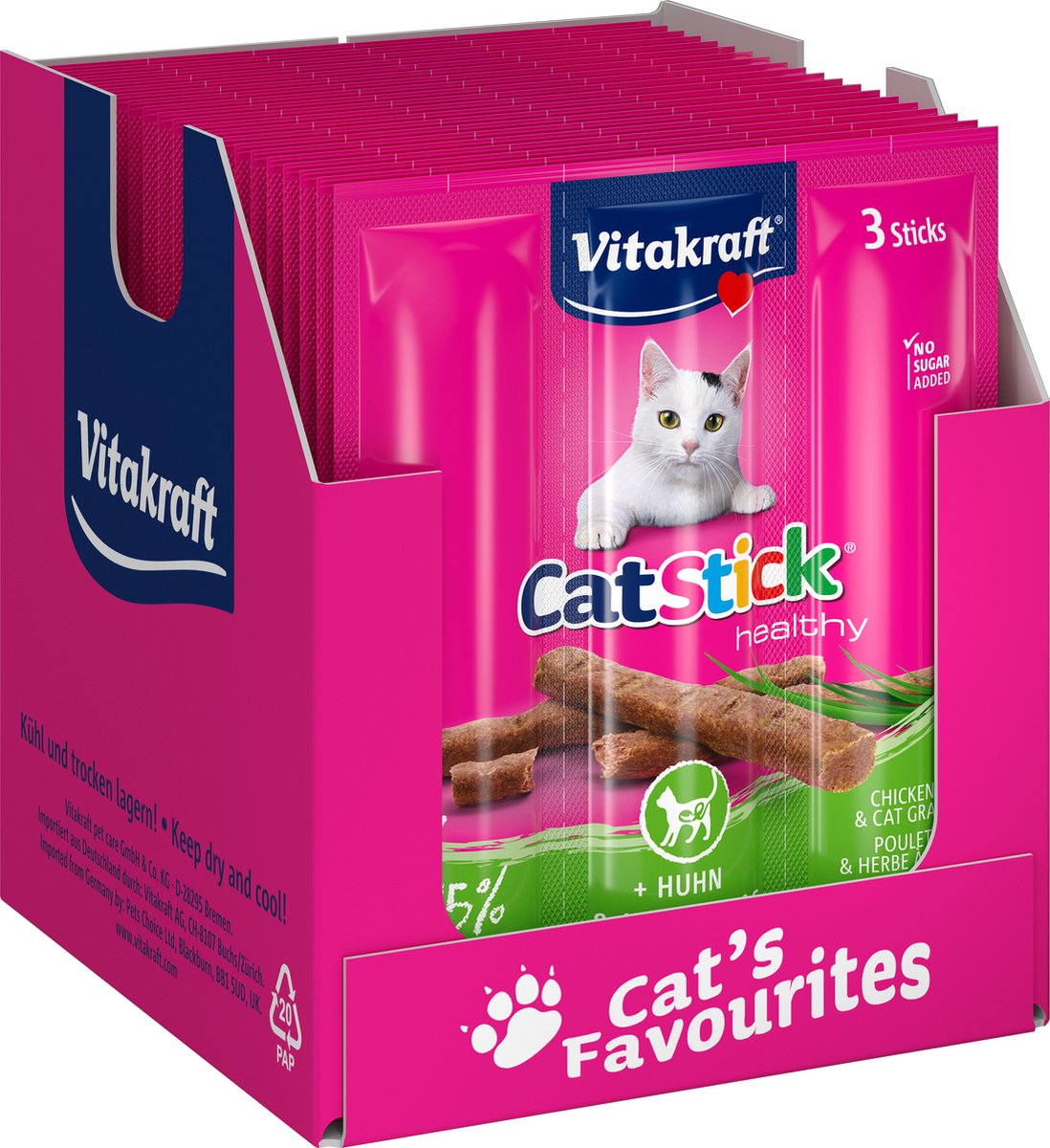 Vitakraft Katzenstick Huhn und Katzengras – 20x3 Stück (60 Stück)