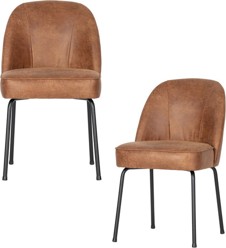 Woood vogue eetkamerstoelen - leer - cognac - set van 2