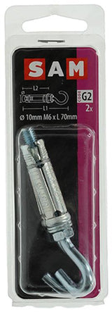 Mack 1019954 - keilbout schroefhaak verzinkt 2 st m6x70 10x40 | 5 stuks