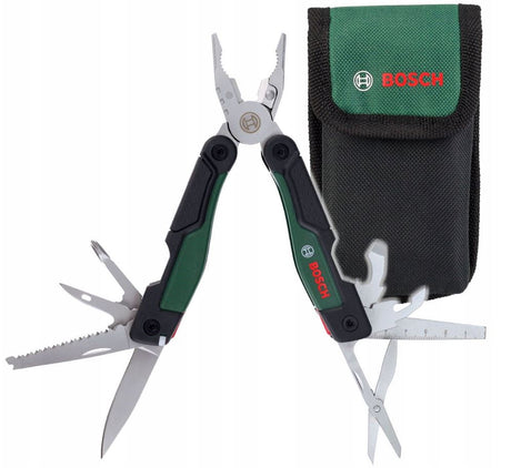 Bosch-Zubehör Bosch Green 16-in-1-Multitool (16-in-1-Multitool (Spitzzange, Zange, Drahtschneider, 2x Schraubendreher (SL4 6, PH), metrisches Lineal, Messer, Säge, Feile, Flaschenöffner, Dosenöffner – 1600A02Z98