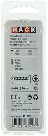 Mack 1017968 - spaanplaatschroef vz kop geelverz. 95st 4,0 x 16 mm | 5 stuks