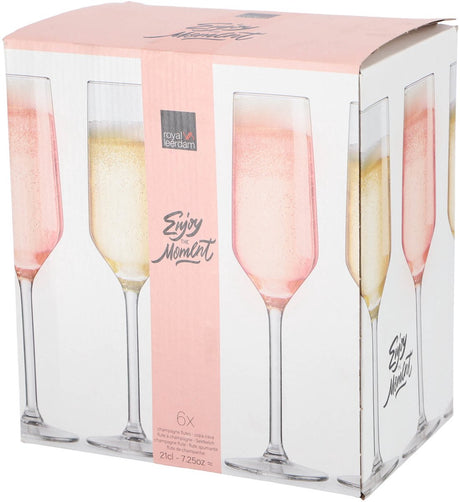 Royal Leerdam Champagnergläser-Set, 6-teilig, 21 cl, transparentes Glas.