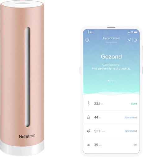 Netatmo slimme indoor luchtkwaliteitsmeter - co2 meter - hygrometer - werkt met google home, alexa apple homekit