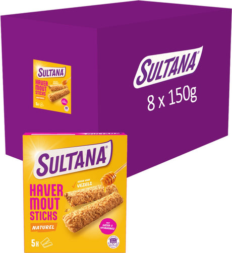 Sultana-Haferflockensticks – naturbelassen – 8 x 150 Gramm