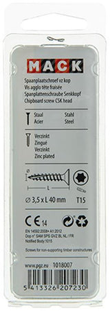 Mack 1018007 - spaanplschr.vzkop-zelfb. geelverz. 55 st 3,5 x 40 mm | 5 stuks