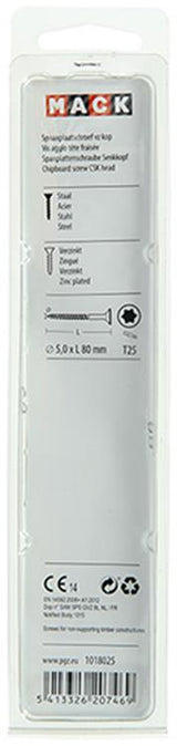 Mack 1018025 - spaanplschr.vzkop-zelfb. geelverz. 20 st 5,0 x 80 mm | 5 stuks