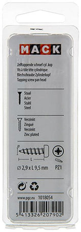 Mack 1018054 - zelftappende schroef cylkop verz.110 st 2,9 x 9,5 mm | 10 stuks