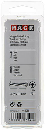 Mack 1018055 - zelftappende schroef cylkop verz.100 st 2,9 x 13 mm | 10 stuks