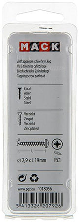 Mack 1018056 - zelftappende schroef cylkop verz. 80 st 2,9 x 19 mm | 10 stuks