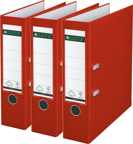 Leitz 180°-Ordner PP A4 – Rückenbreite 80 mm – Vorteilspackung (3 Stück) – rot