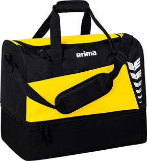 Erima Six Wings (kleine) Sporttasche mit Bodenfach – schwarz gelb | Größe: s