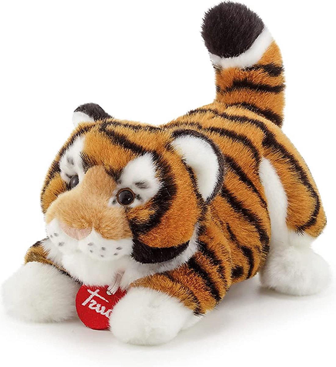 Trudi – klassisches Welpen-Kuscheltier Tiger Bruce 14 cm – handgefertigt in Italien – hochwertiges Plüsch-Kuscheltier – Kuscheltier für Jungen und Mädchen – orange weiß schwarz – 14 x 14 x 23 cm, Größe L