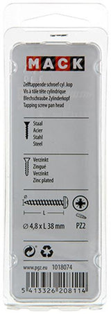 Mack 1018074 - zelftappende schroef cylkop verz. 24 st 4,8 x 38 mm | 5 stuks