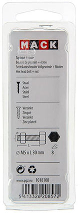 Mack 1018108 - tapbout + moer staal verzinkt 30 st m5 x 30 mm | 5 stuks