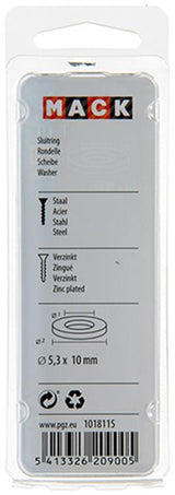 Mack 1018115 - sluitring staal verzinkt 200 st 5,3 x 10 mm | 10 stuks