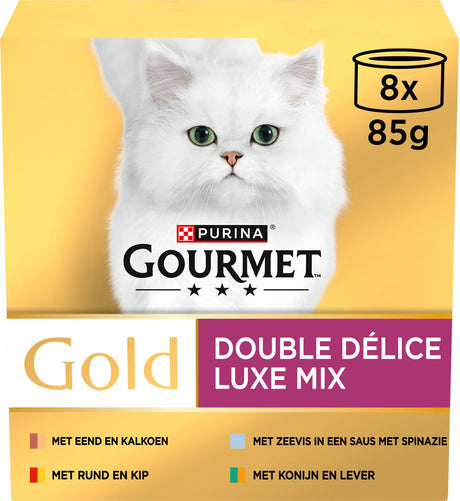 Gourmet Gold Luxus-Mix – Nassfutter für Katzen – Fischfleisch – 48 x 85 g