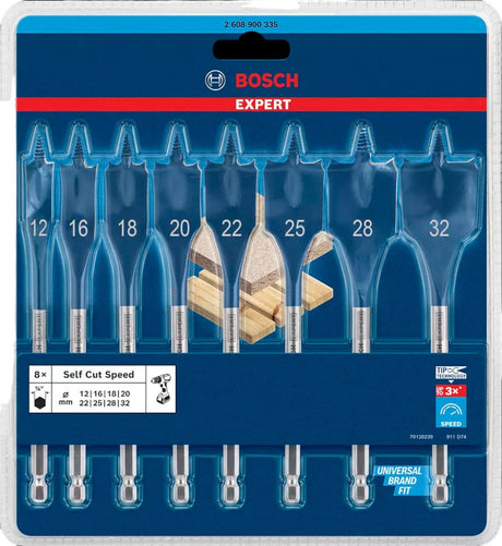 Bosch Expert Selbstschnitt-Schnellbohrer-Set – 8-teiliges Holzbohrer-Set