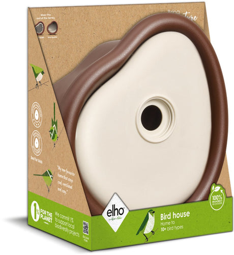 Elho Bio-Vogelhaus 25 cm – Vogelhaus für Garten oder Balkon – geeignet für mehr als 11 Arten – 100 % recycelter Kunststoff – L27,4 x B16,8 x H25,4 cm – Kastanienbraun