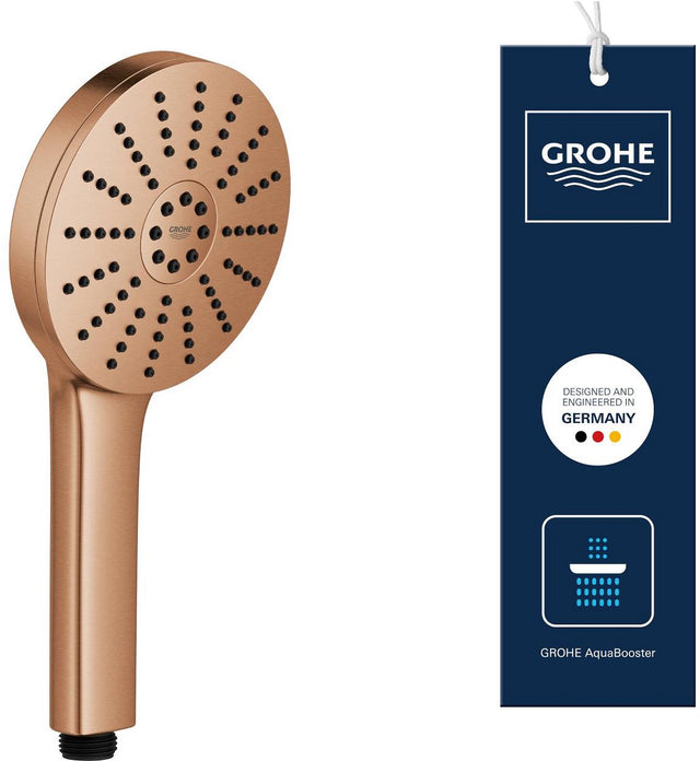 Grohe vitalio joy+ 120 handdouche - 3 straalsoorten - aquabooster - aquacalibrator (7 l min) - geborsteld warm sunset