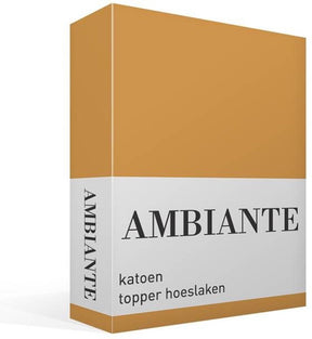 Ambiante cotton uni topper hoeslaken - eenpersoons - ochre