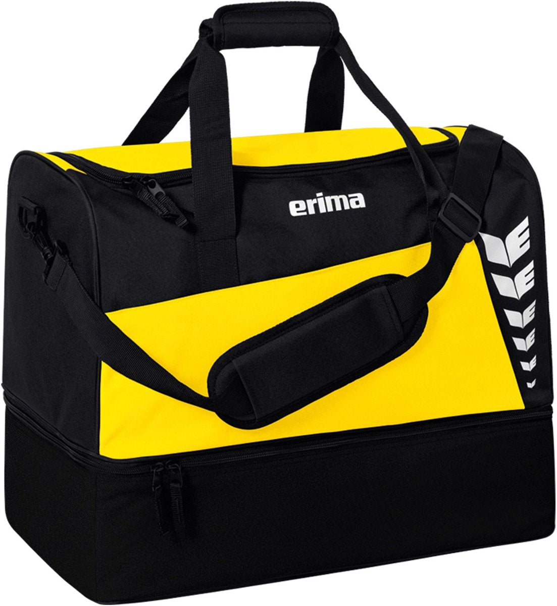 Erima Six Wings (große) Sporttasche mit Bodenfach – schwarz gelb | Größe: l