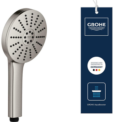 Grohe vitalio joy+ 120 handdouche - 3 straalsoorten - aquabooster - waterbesparend (7 l min) - supersteel