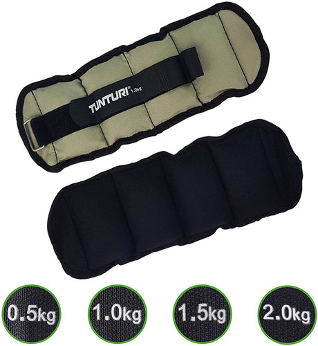 Tunturi Knöchelgewichte und Handgelenkgewichte – Gewichte – 2 x 1,0 kg – grau