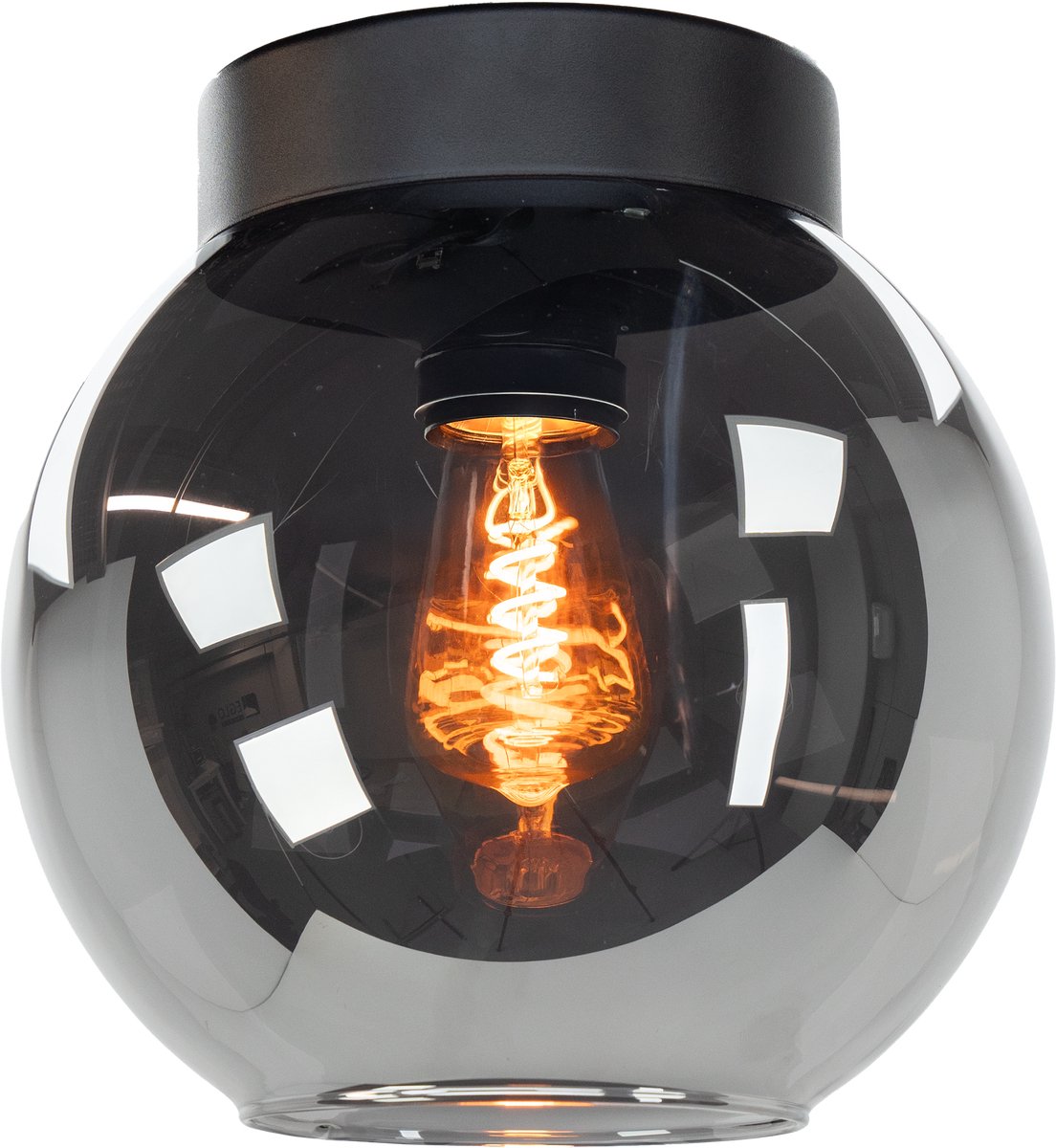 Eglo centara plafondlamp - e27 - ø 20 cm - zwart smoke glas