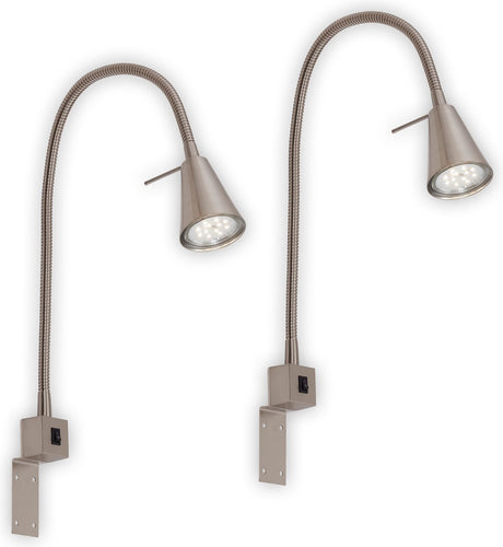 Briloner tuso - 2er-Set Wandlampen - Nachttischlampen - inkl. warmweißes Licht 3.000 K – GU10 – Nickel matt – Metall – 40,3 x 21,7 x 5,8 cm