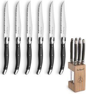 Lou Laguiole - 6 Steakmesser im Block - Anthrazit