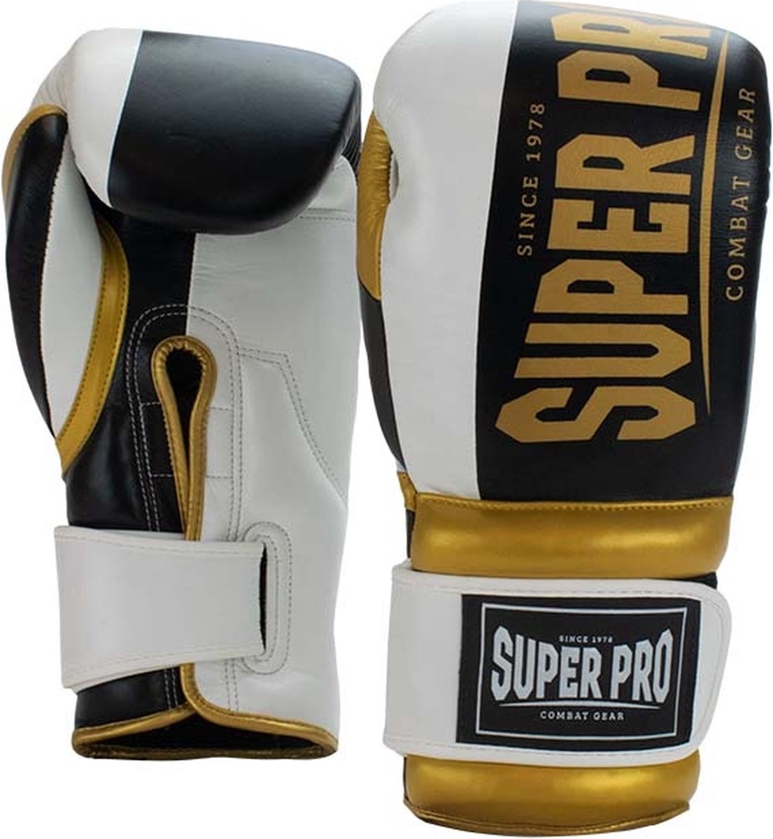 Super pro combat gear (thai)bokshandschoenen bruiser zwart goud wit 18oz