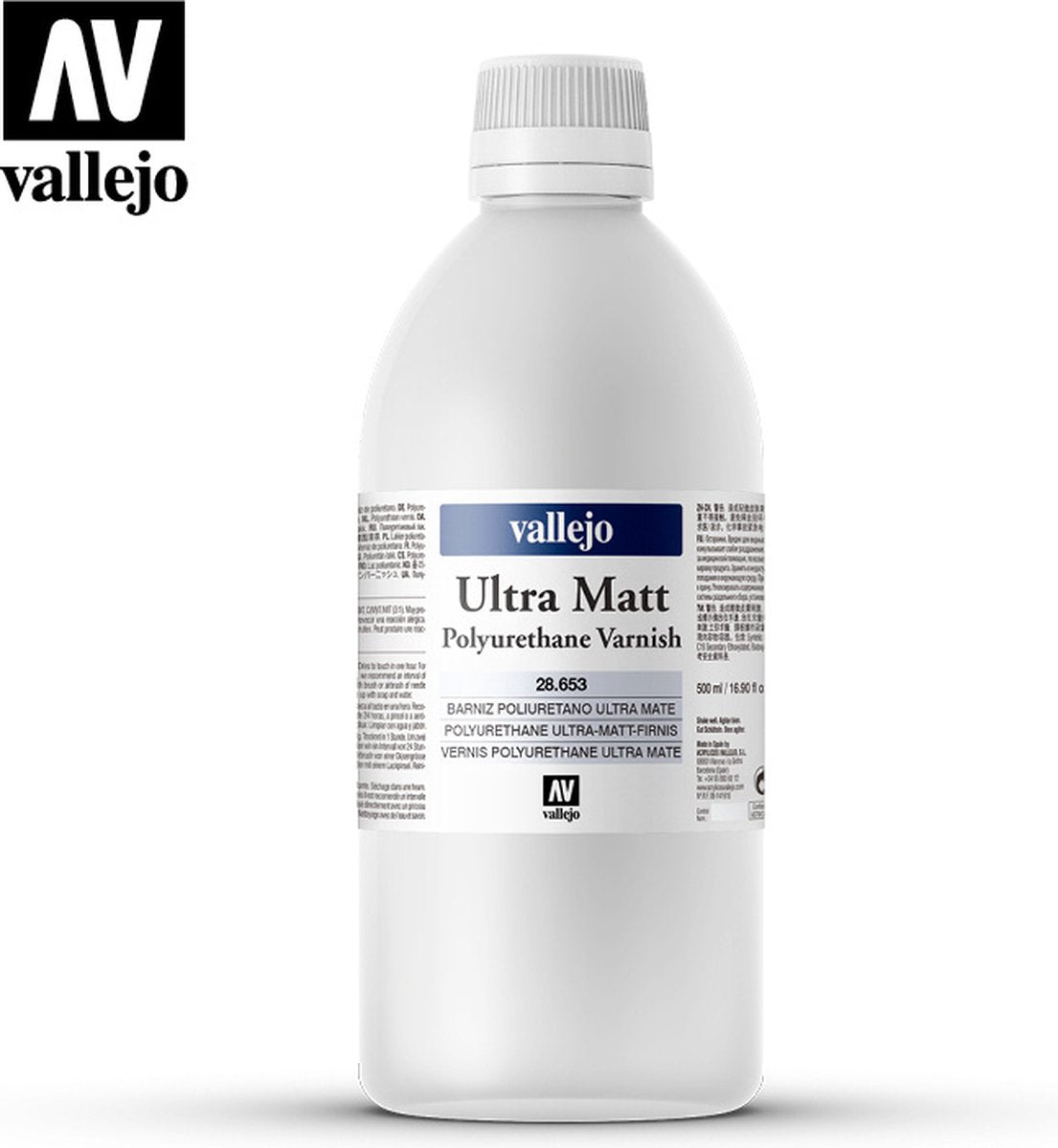 Vallejo Hobbyfarbe – 28653 ultramatter Polyurethan-Lack – 500 ml Farbflasche – 500 ml