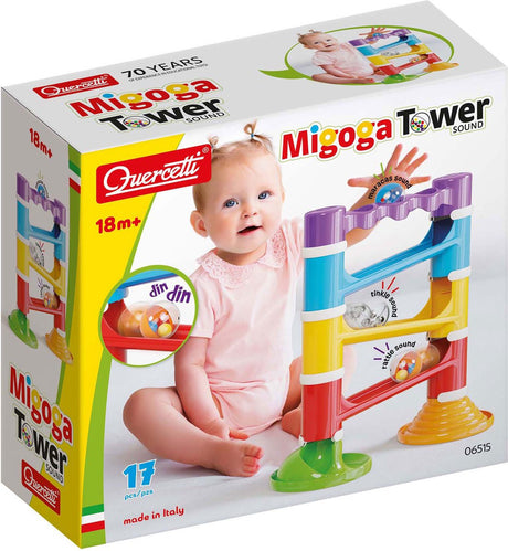 Quercetti Migoga Murmelbahnturm mit Sound, 17-teilig.