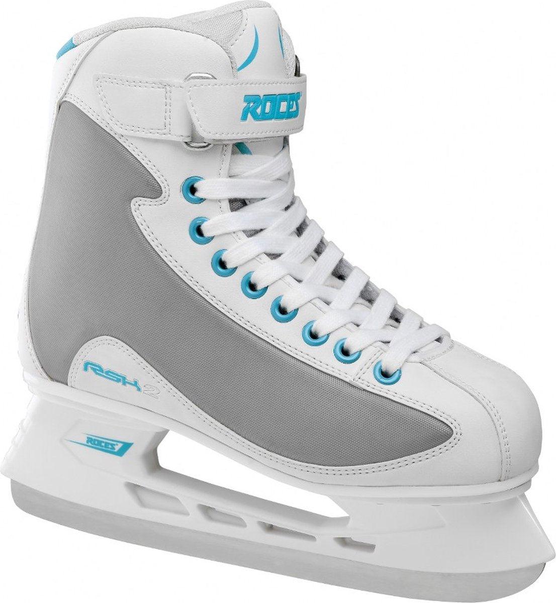Roces – RSK 2 – Eishockey-Schlittschuhe – Schlittschuhe Damen – Weiß Blau – Stabile Konstruktion aus Edelstahl und Eisen – Größe EU 38