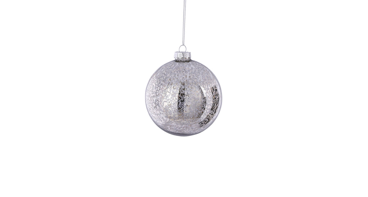 Kerstbal glas zilver antiek - d10cm