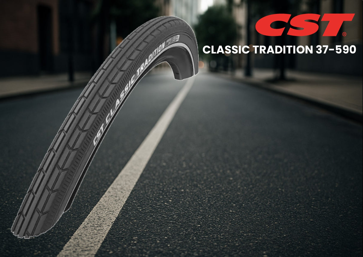 CST-Reifen Classic Tradition 26 x 1 3 8'' 37-590 – schwarz mit weißer Linie