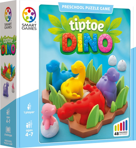 Smartgames tiptoe dino - 3d logisch denkspel - 48 educatieve puzzelopdrachten - solospel voor kleuters jonge kinderen - vanaf 4 jaar