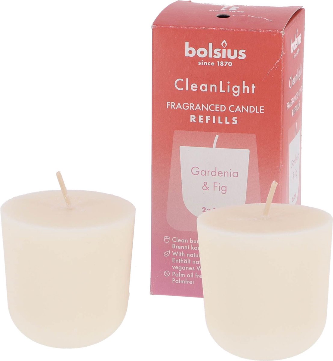 Bolsius Nachfüllung Clean Light Pack 2 Gardenie Feige | 6 Stück