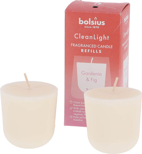 Bolsius Nachfüllung Clean Light Pack 2 Gardenie Feige | 6 Stück