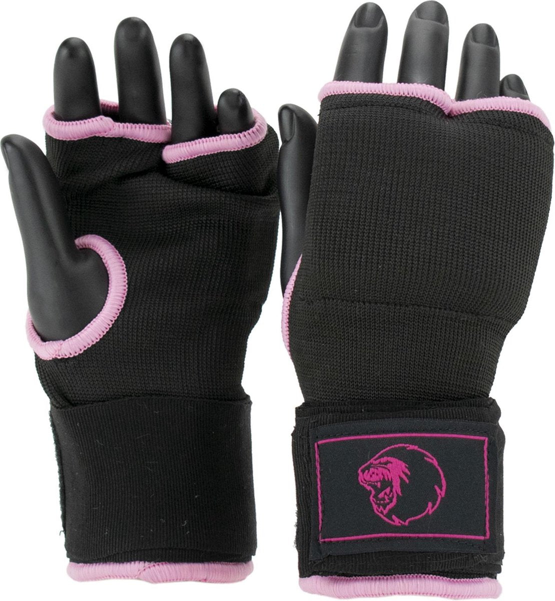 Super pro combat gear binnenhandschoenen met bandage zwart roze large