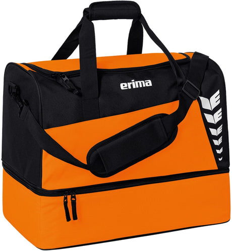 Erima six wings (medium) sporttas met bodemvak - zwart oranje | maat: m