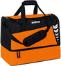 Erima six wings (medium) sporttas met bodemvak - zwart oranje | maat: m