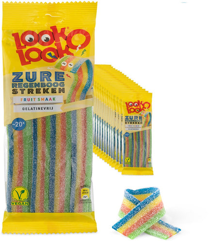 Look-o-look look o look zure regenboog streken - snoep - vegan - 18x125gr