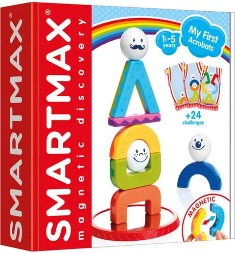 Smartmax Meine ersten Akrobaten – Magnetisches Sinnesspielzeug – Bauset mit Herausforderungskarten – Lernspielzeug für Kleinkinder – ab 1 Jahr