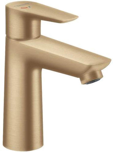 Hansgrohe talis e – Waschtischarmatur – Einhebelbedienung – Kaltstart energiesparend – ohne Ablaufgarnitur – 110 mm Größe – gebürstete Bronze