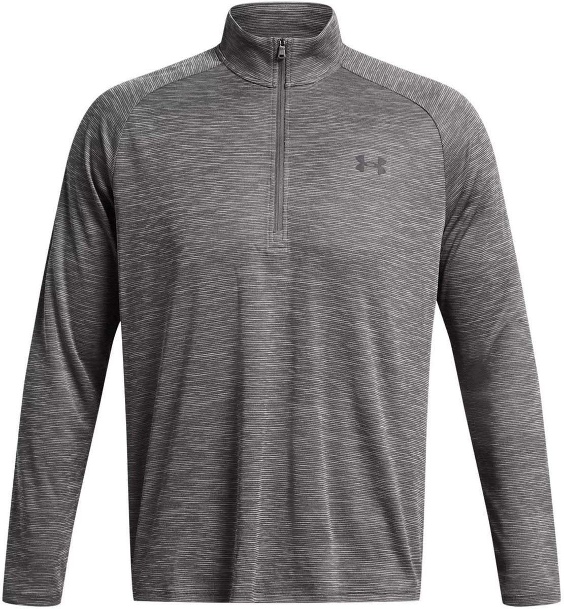 Under armour ua tech textured 1 2 zip-gry heren sportshirt - castlerock - zwart